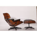 Rosewood Eames የቆዳ ላውንጅ ወንበር እና ኦቶማን